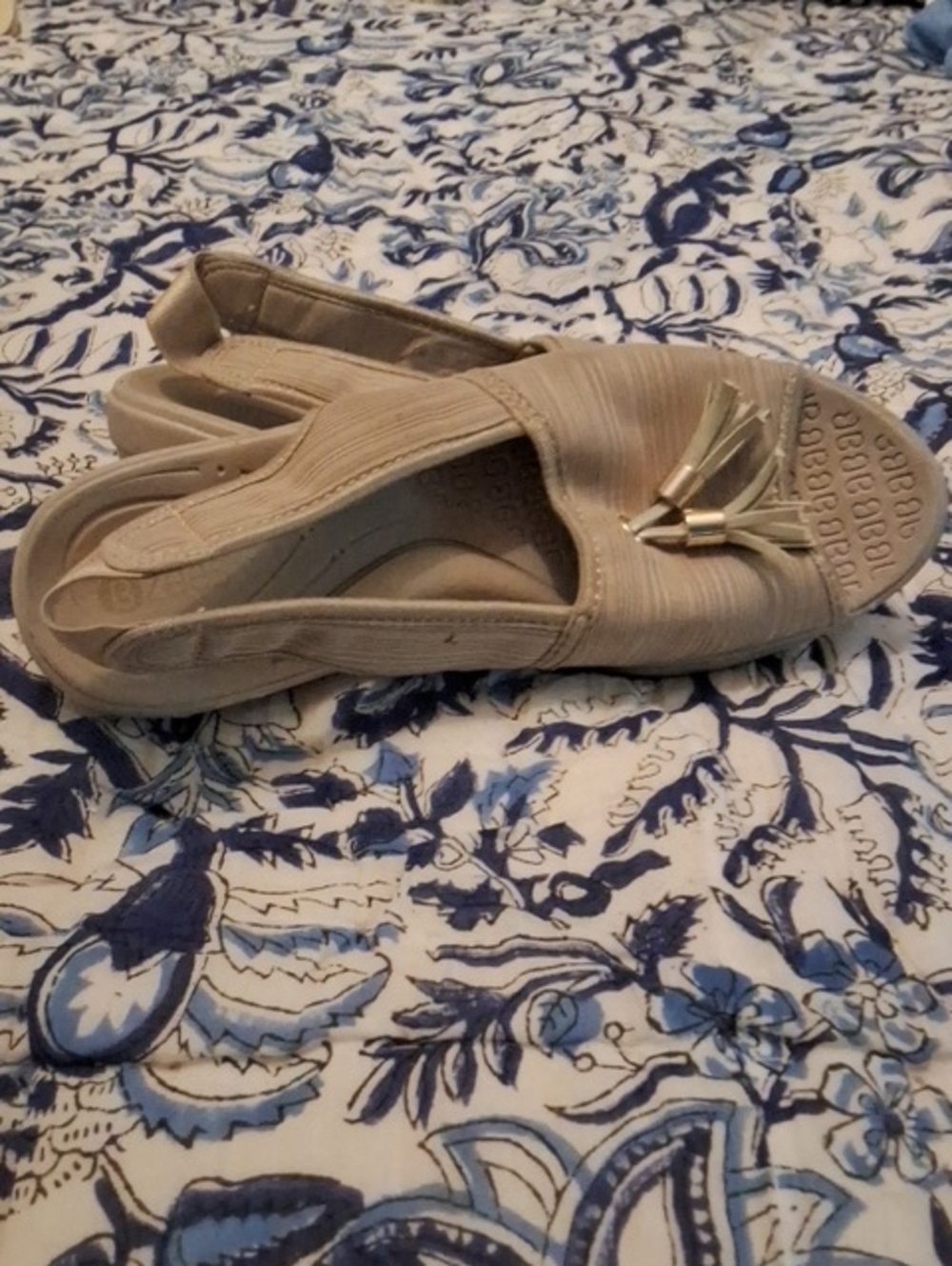 Women's. BZees Beige Slingback Tassel Loafers